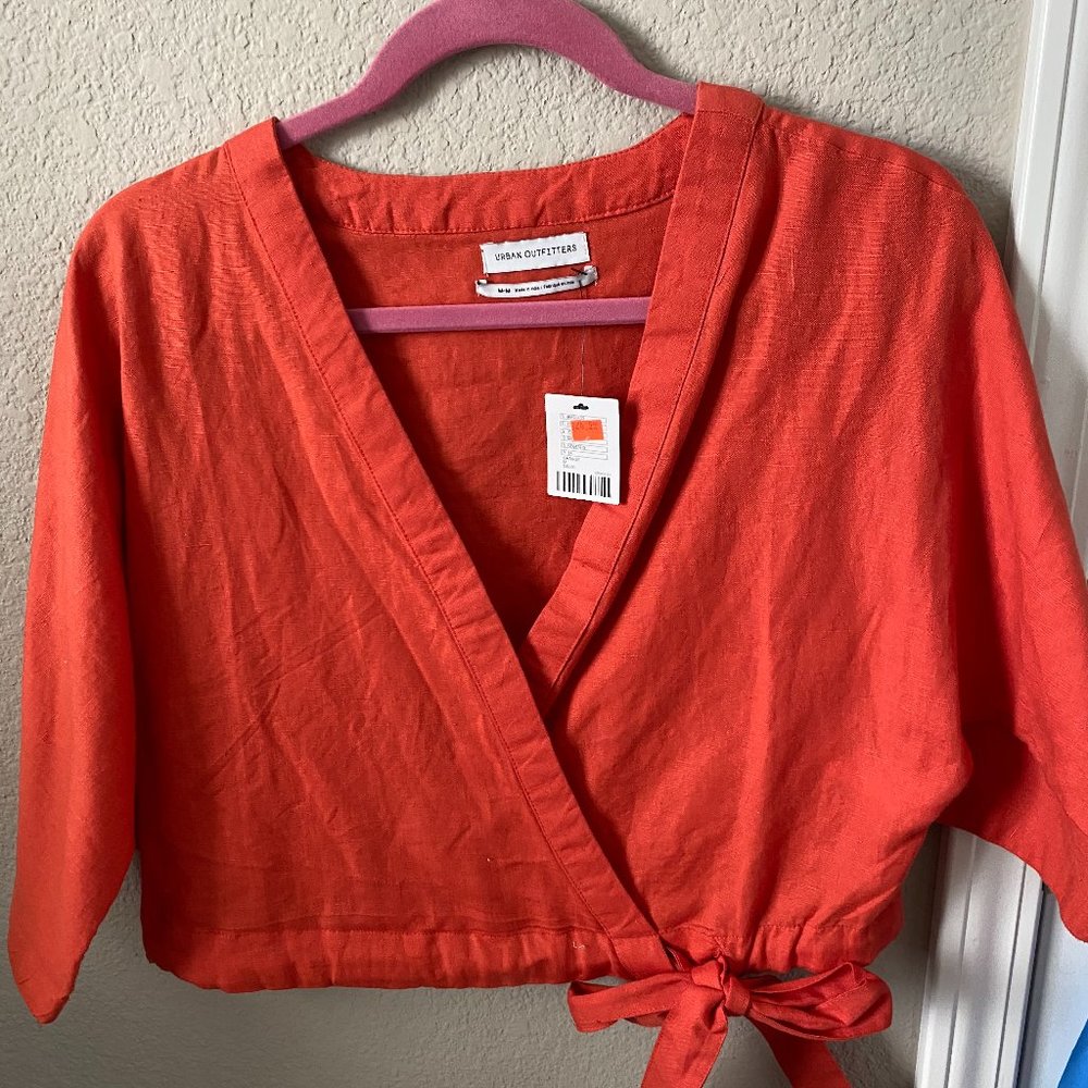 Urban Outfitters Orange Cross Tie Crop Top